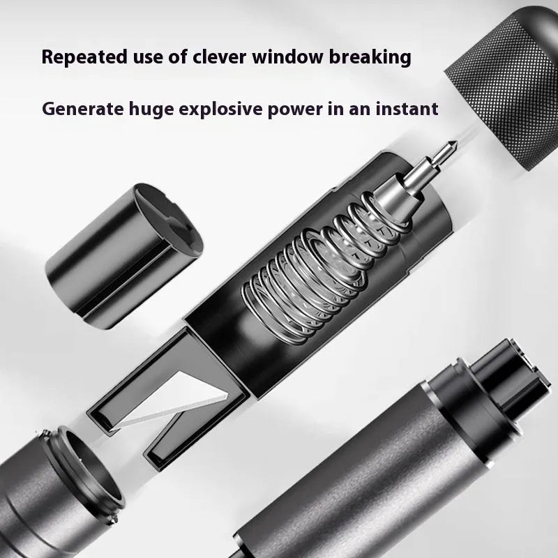 Gun grey aluminium alloy car safety hammer with window breaker and seatbelt cutter