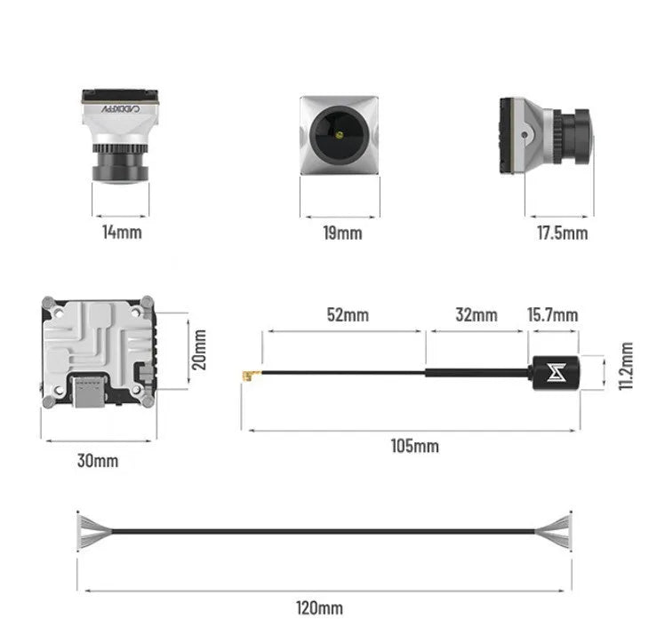 Silver aluminium Caddx Vista DJI FPV adaptor kit with M2 screws, spacers, and wiring harnesses