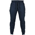 Men's solid colour fleece casual pants with drawstring waist and pencil pant silhouette