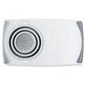 Grey multi-functional chopping board with detachable drain basket showing 50cm cutting surface