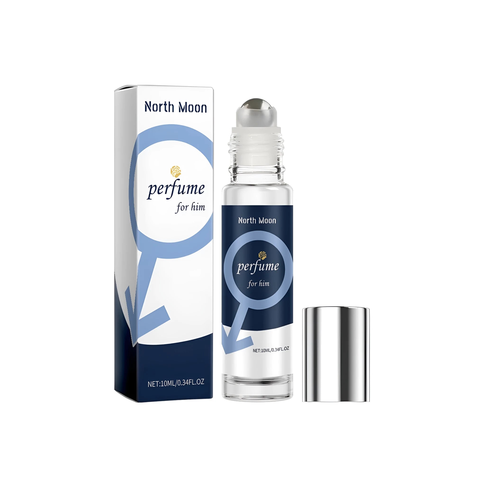 Small 10ml glass bottle of men's perfume with bergamot, patchouli and jasmine fragrance.