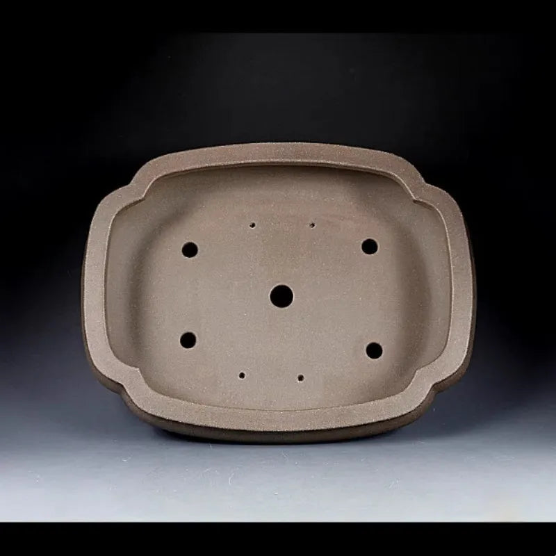 Handmade antique papaya-shaped purple clay flower pot, 46cm long.