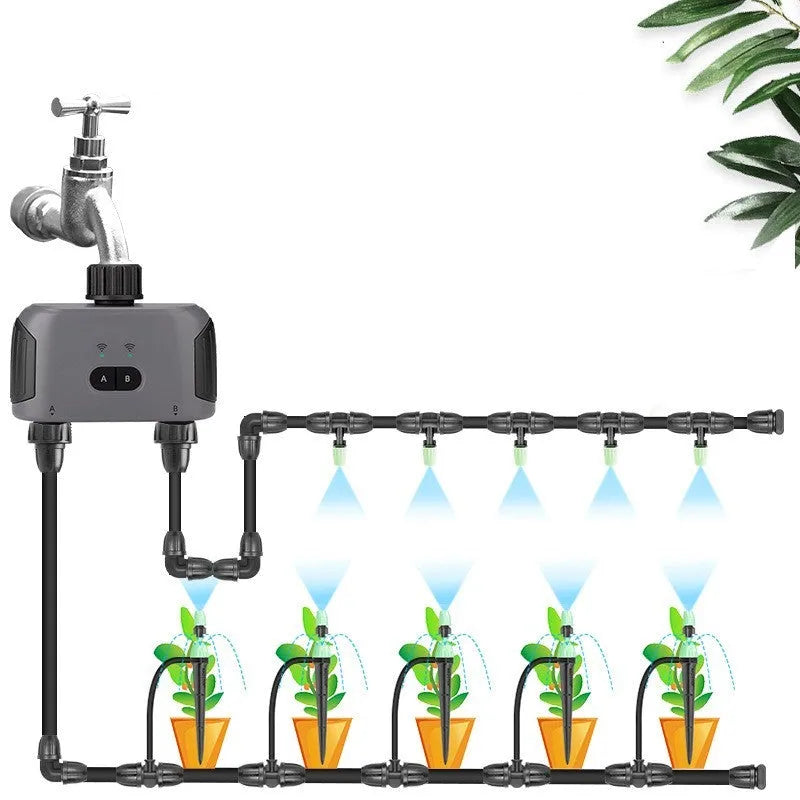 Bluetooth dual watering controller for mobile phone remote garden irrigation with 15 metre range
