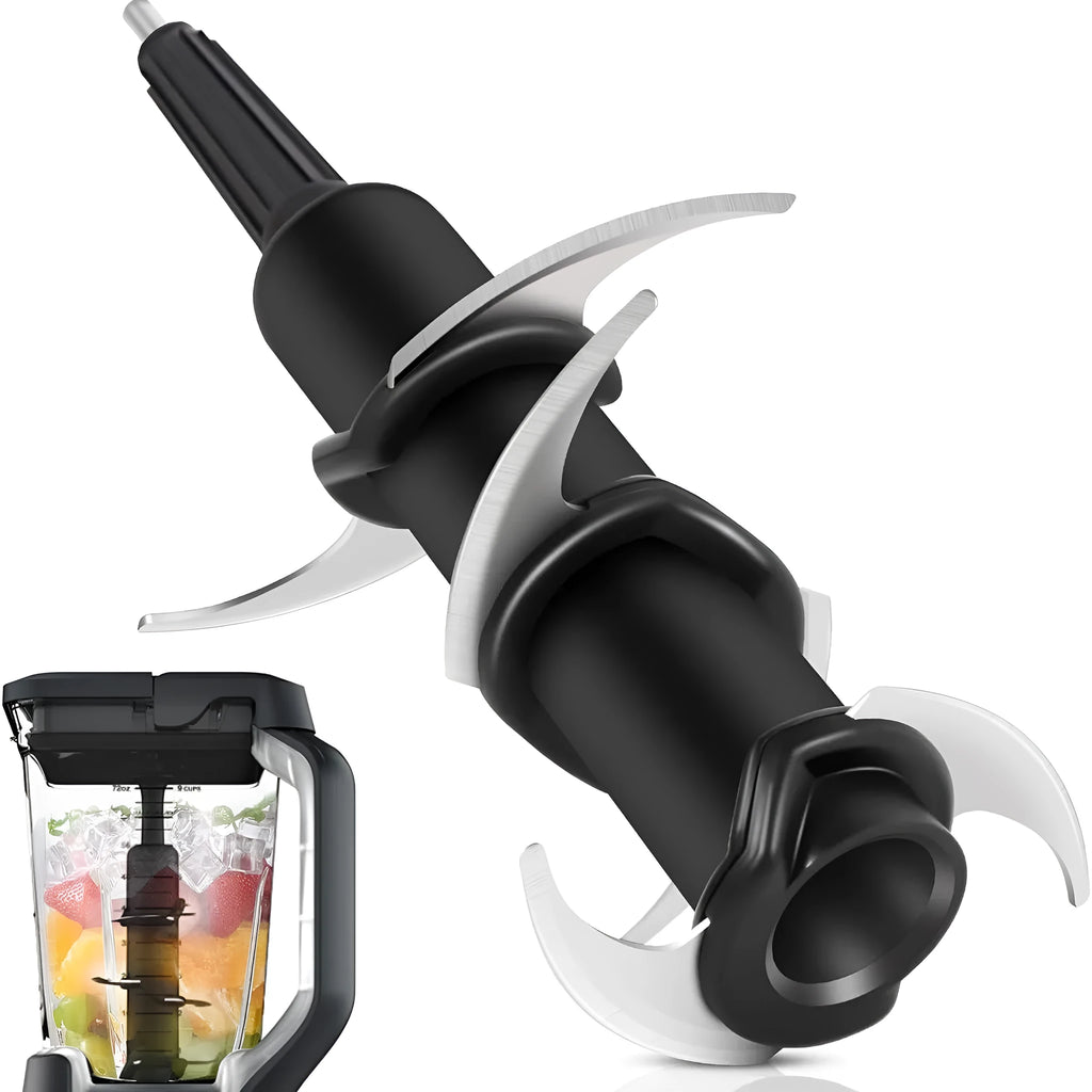 Stainless steel six-stack blade set and knife seat accessory for juicer and blender replacement.