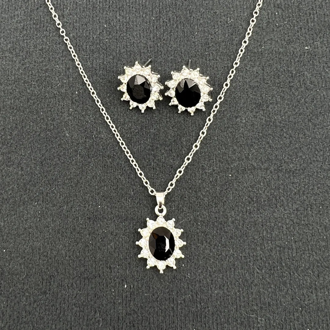 Women's sunflower zircon necklace and earrings set in electroplated alloy jewellery