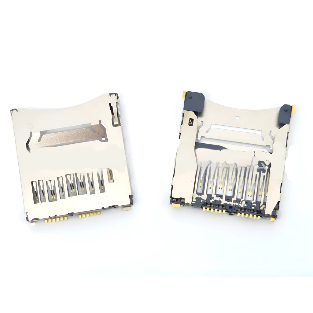 Alloy metal camera memory card slot showing high foot and low foot height options