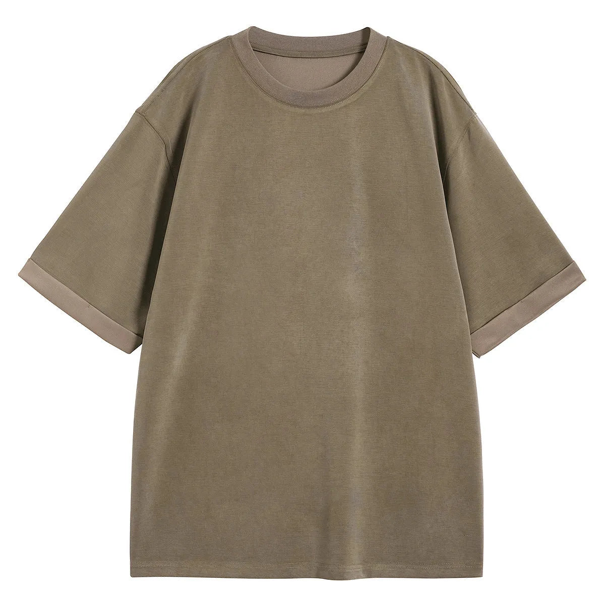 Men's brown drape knit loose t-shirt with short sleeves and casual fit