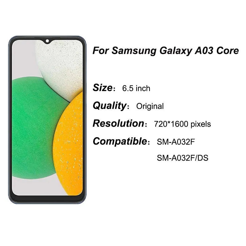 Samsung A03 Core mobile phone LCD replacement screen assembly for A032 models