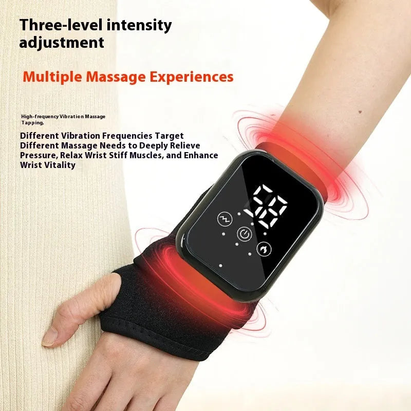 Black electric heated ankle sleeve showing adjustable design for joint support