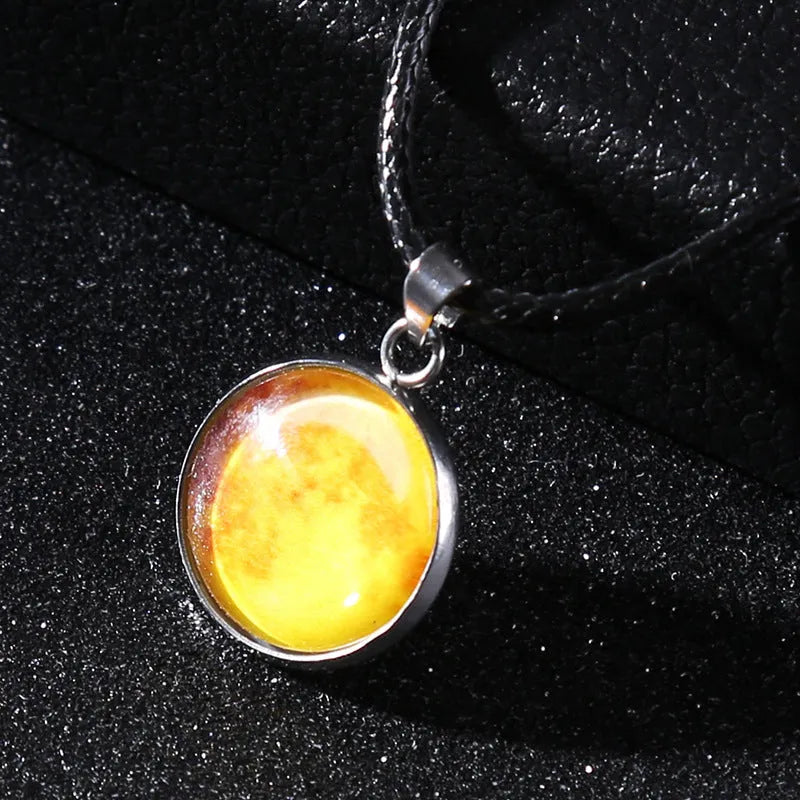 Luminous constellation design alloy pendant necklace on a chain with an extension.