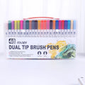 Set of watercolour pens in a case showing multiple vibrant colours for artistic use.