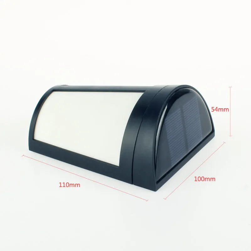 Solar-powered outdoor wall lamp with 6 LEDs for garden and pathway lighting
