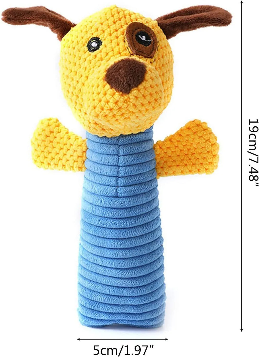 19cm long plush stuffed animal dog squeaky chew toy for dental cleaning