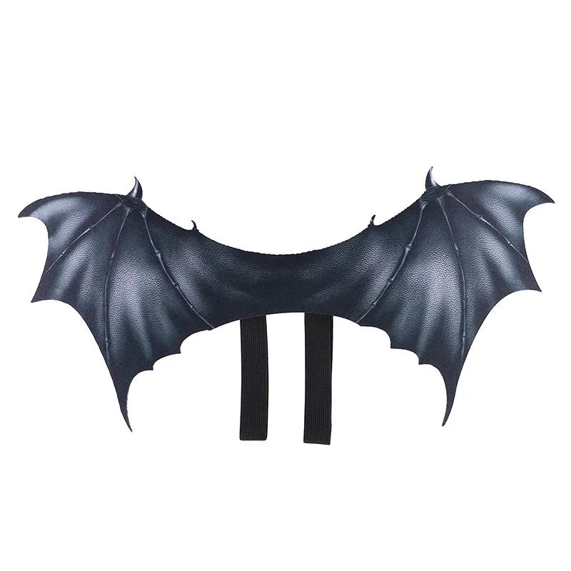 Black cloth bat wings Halloween costume accessory for dogs and cats in three sizes