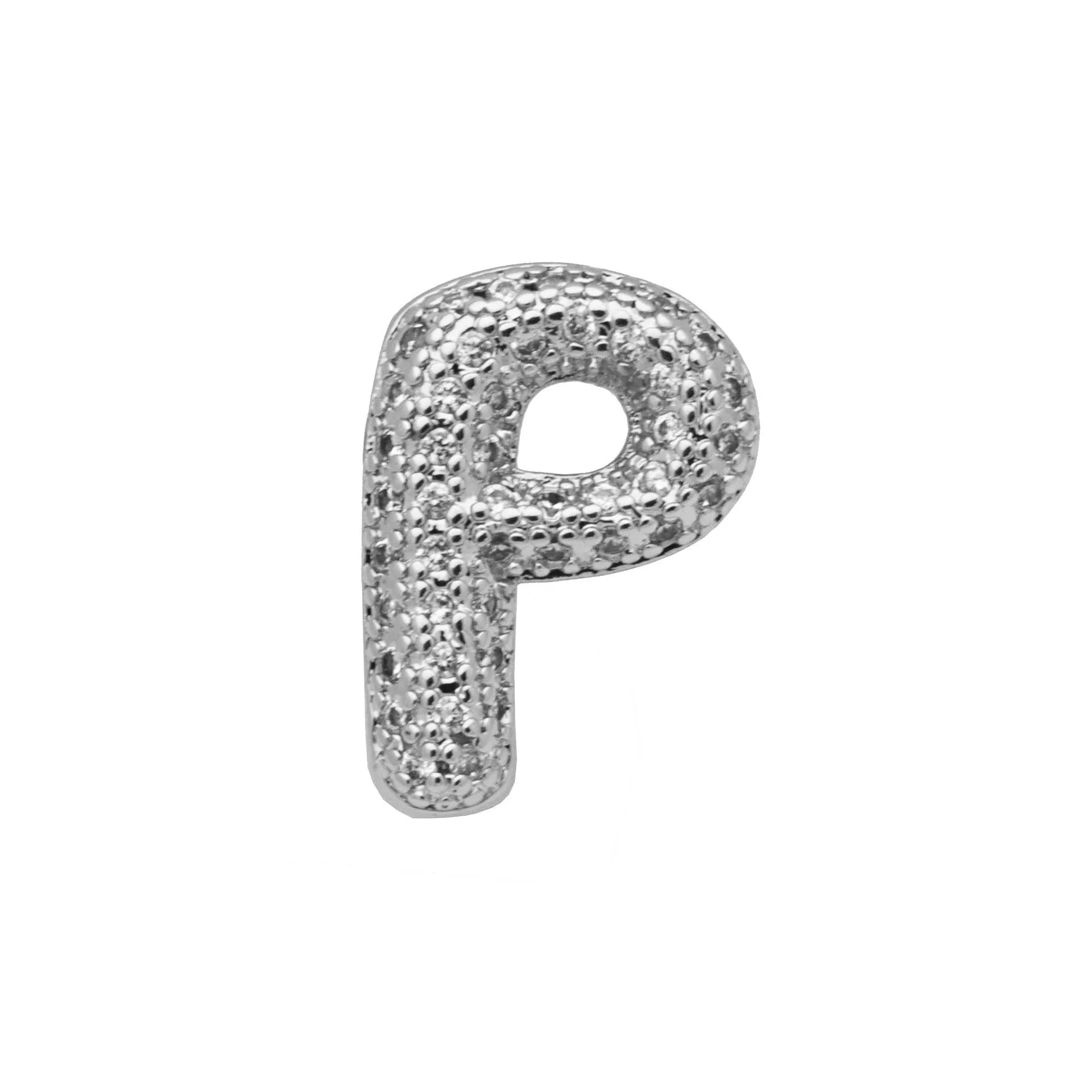 Copper letter bracelet with zirconium inlay showing detailed English character modelling in gold finish