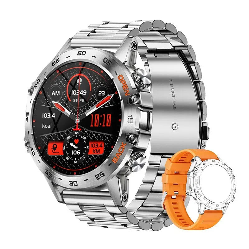 Bluetooth calling smart watch with IPS touch screen showing health monitoring display