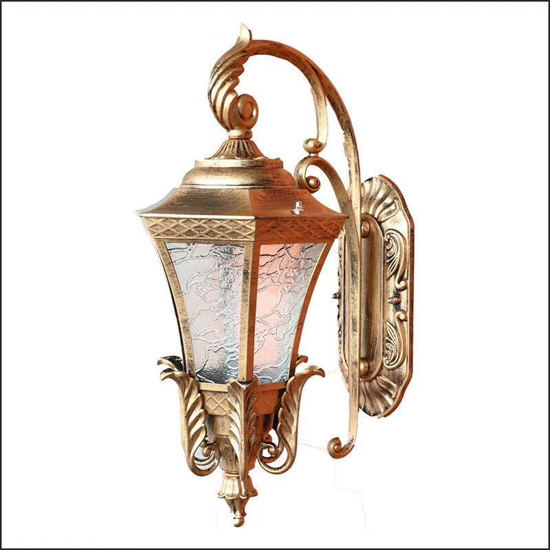 European-style black outdoor courtyard wall lamp with solar panel and traditional design