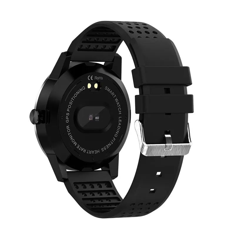 Smart bracelet with colour touchscreen displaying heart rate and activity data