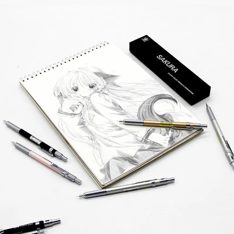 Japanese cherry design metal mechanical pencil in gold, silver, black or pink colour