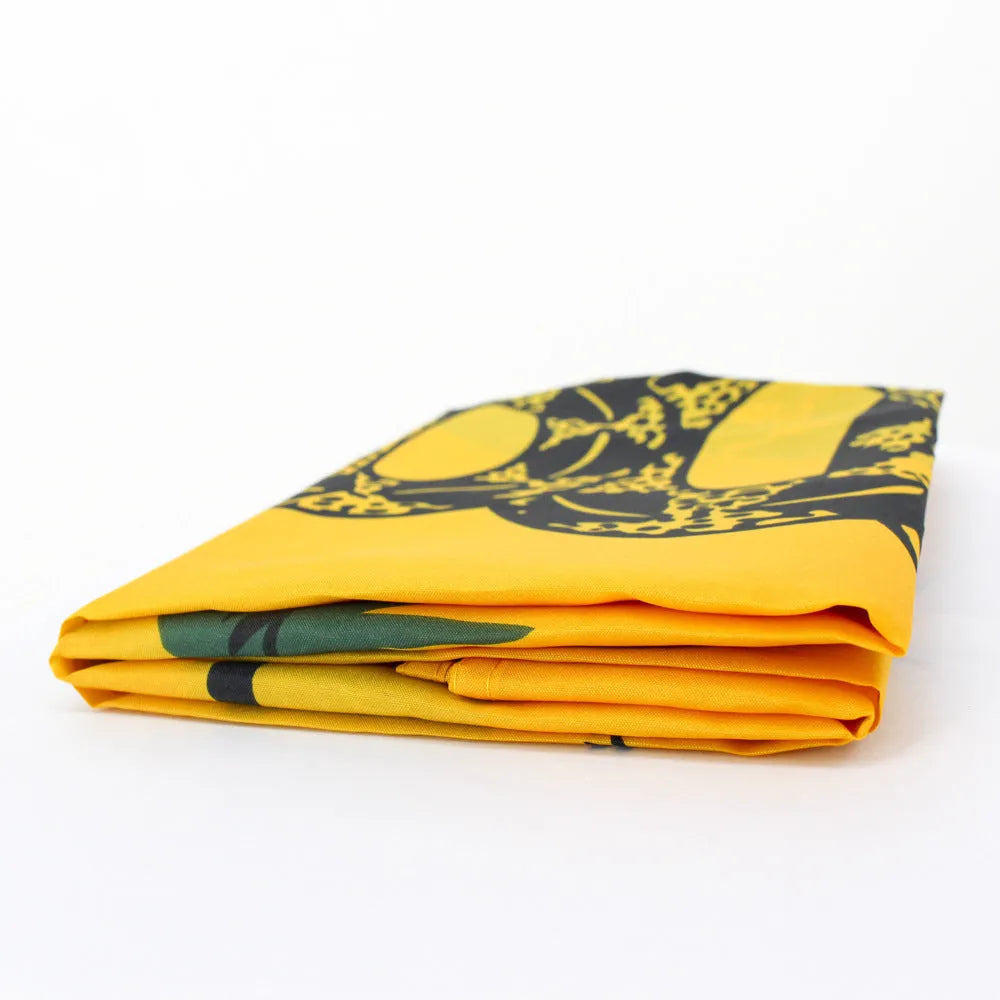 Yellow screen-printed polyester garden decoration flag measuring 90 x 150cm