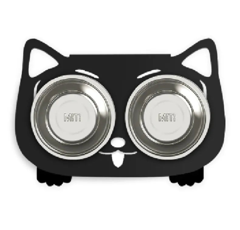 Anti-falling cat dog stainless steel feeding water bowl 35cm x 25cm x 80cm in black white pink blue