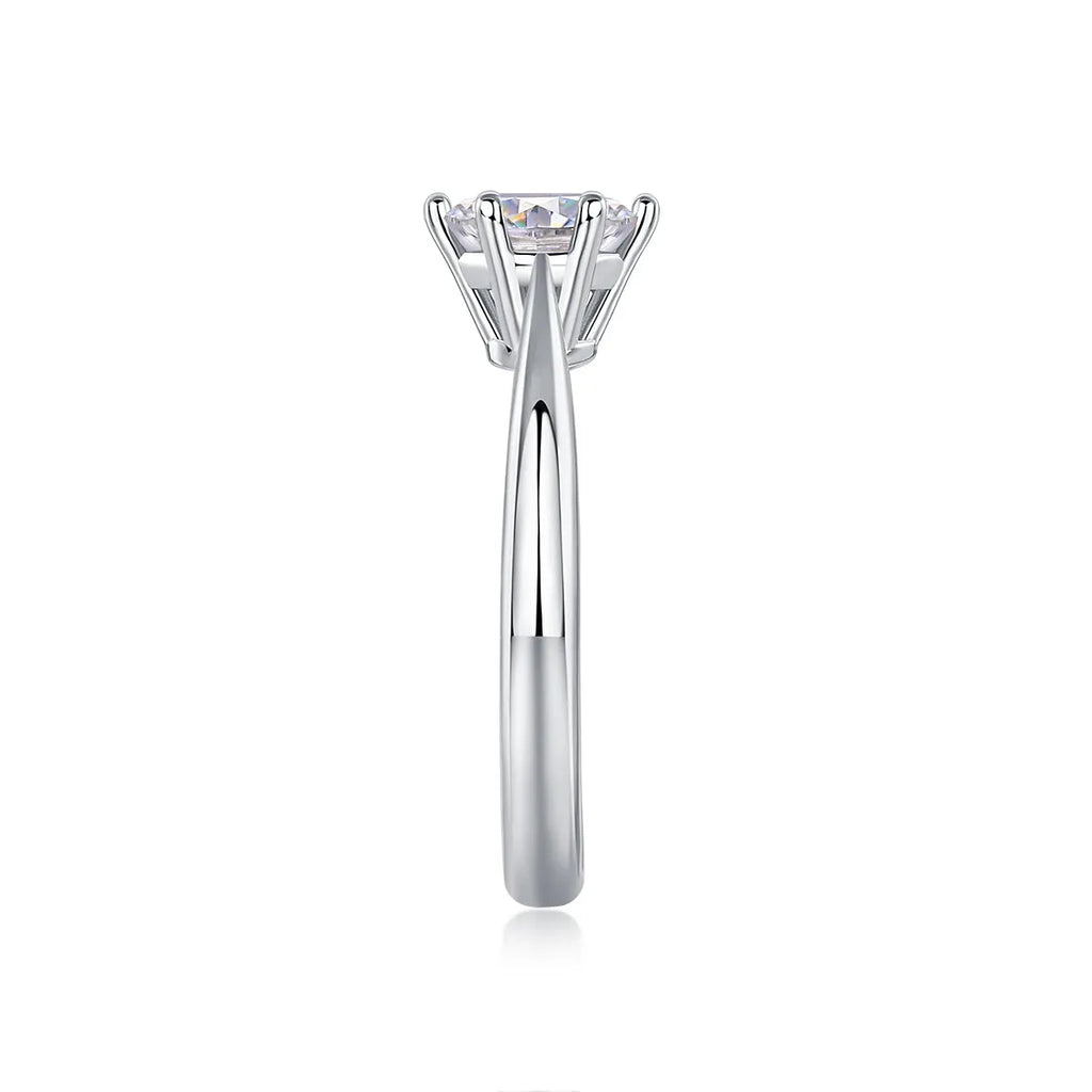 Moissanite wedding ring set in S925 silver with platinum plating, 1 carat stone, sizes 5-9, gift box