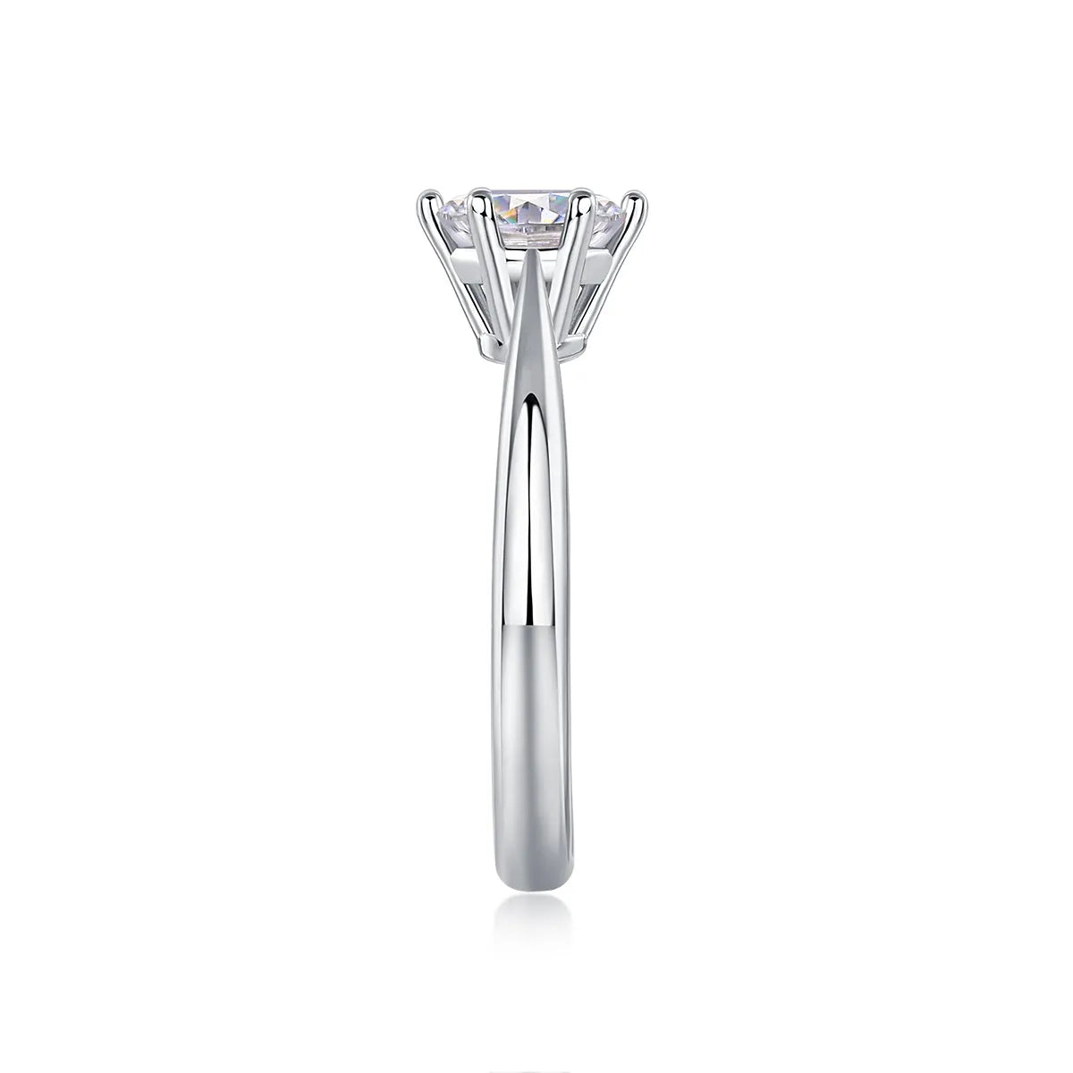 Moissanite wedding ring set in S925 silver with platinum plating, 1 carat stone, sizes 5-9, gift box