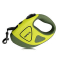 Retractable dog lead with LED light, 3m or 5m nylon braid, anti-slip frosted handle, Red White Yellow options
