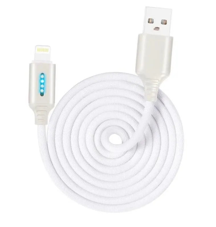 Fabric braided USB charging cable in black, 1 metre long with USB and device connectors