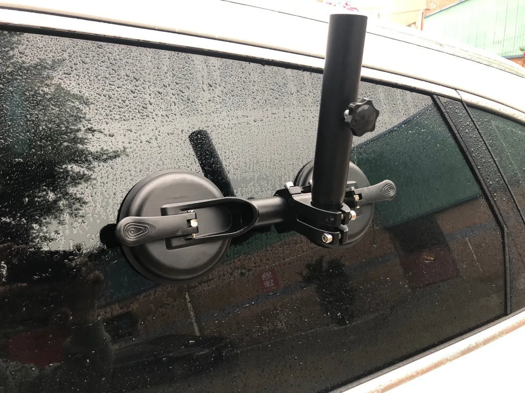 Black off-road car glass sucker mounting base with round rubber suction cup