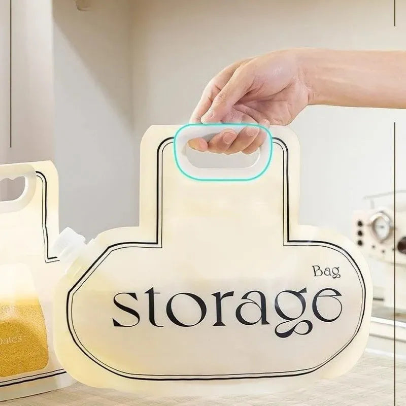 Cream grain storage bag 26.5 x 34.6cm with large opening for rice wheat beans