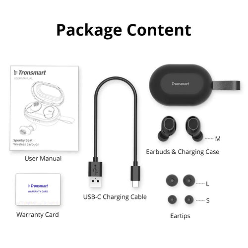 Tronsmart Spunky Beat Bluetooth in-ear headphones with touch controls, shown in available colour sets.