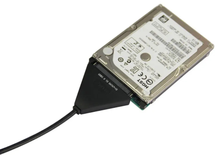 Black USB 3.0 to SATA 7+15 pin adapter cable for connecting hard drives to computers