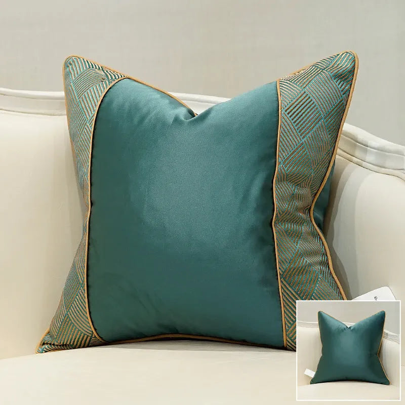 European luxury stripe sofa cushion cover in corrugated green colour, chemical fibre fabric, 45x45cm