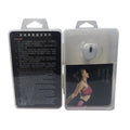 X9 single-ear Bluetooth earpiece in black or white bare metal with earplug-style design