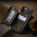 Anti-theft mobile phone case with belt holster in black, blue, brown, coffee, and wine red colours.