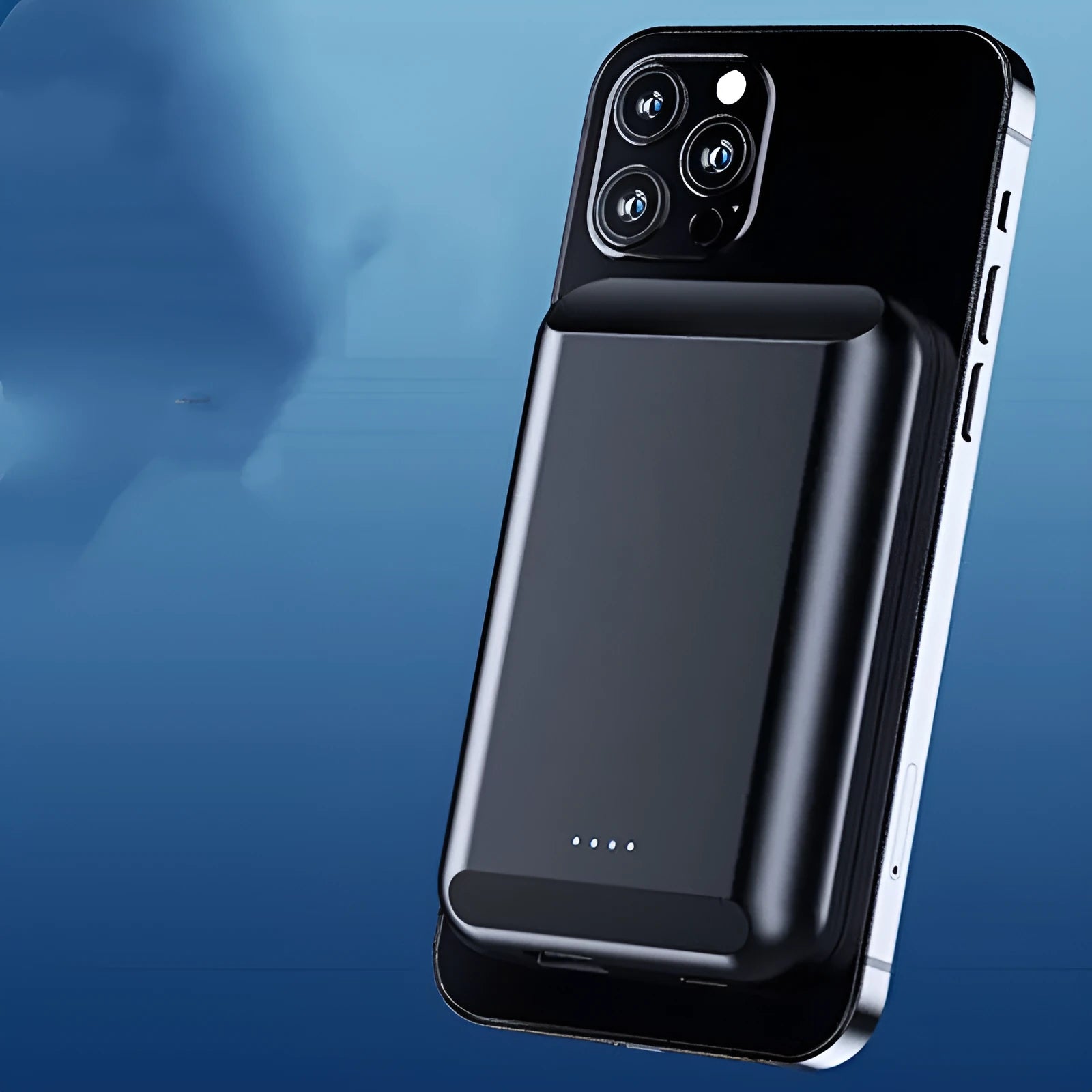 Son magnetic wireless power bank in black, blue, green, pink, or white, showing compact 85mm x 55mm size.