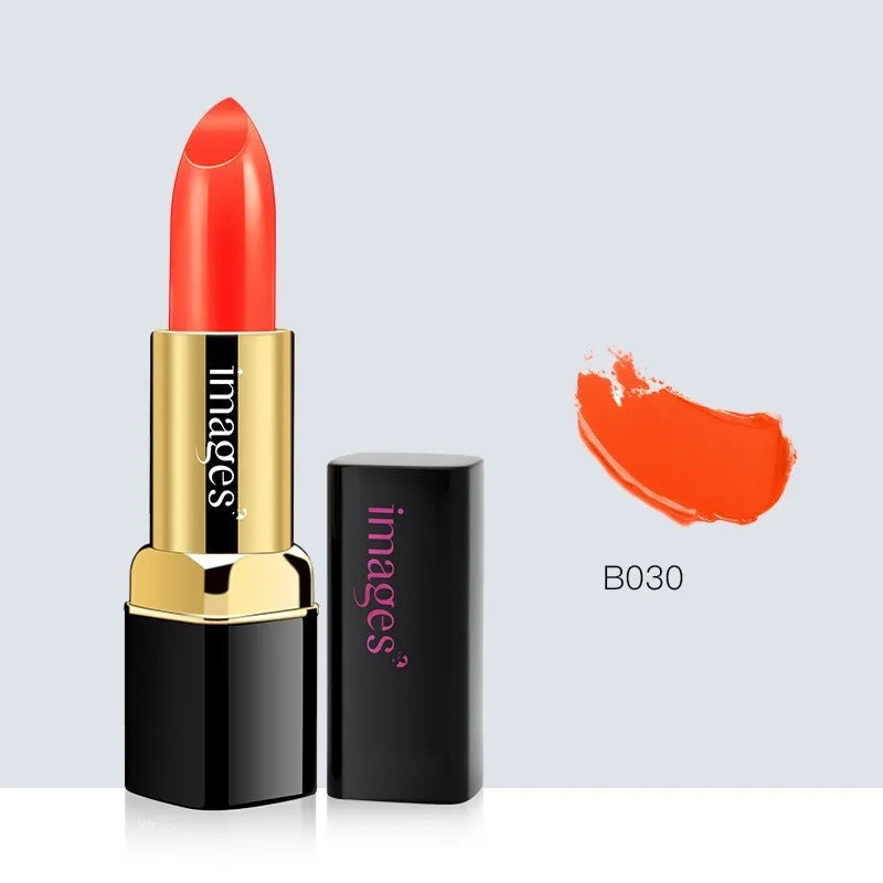 Moisturising lip gloss lipstick bullet in ten colours including red, pink, orange and purple.