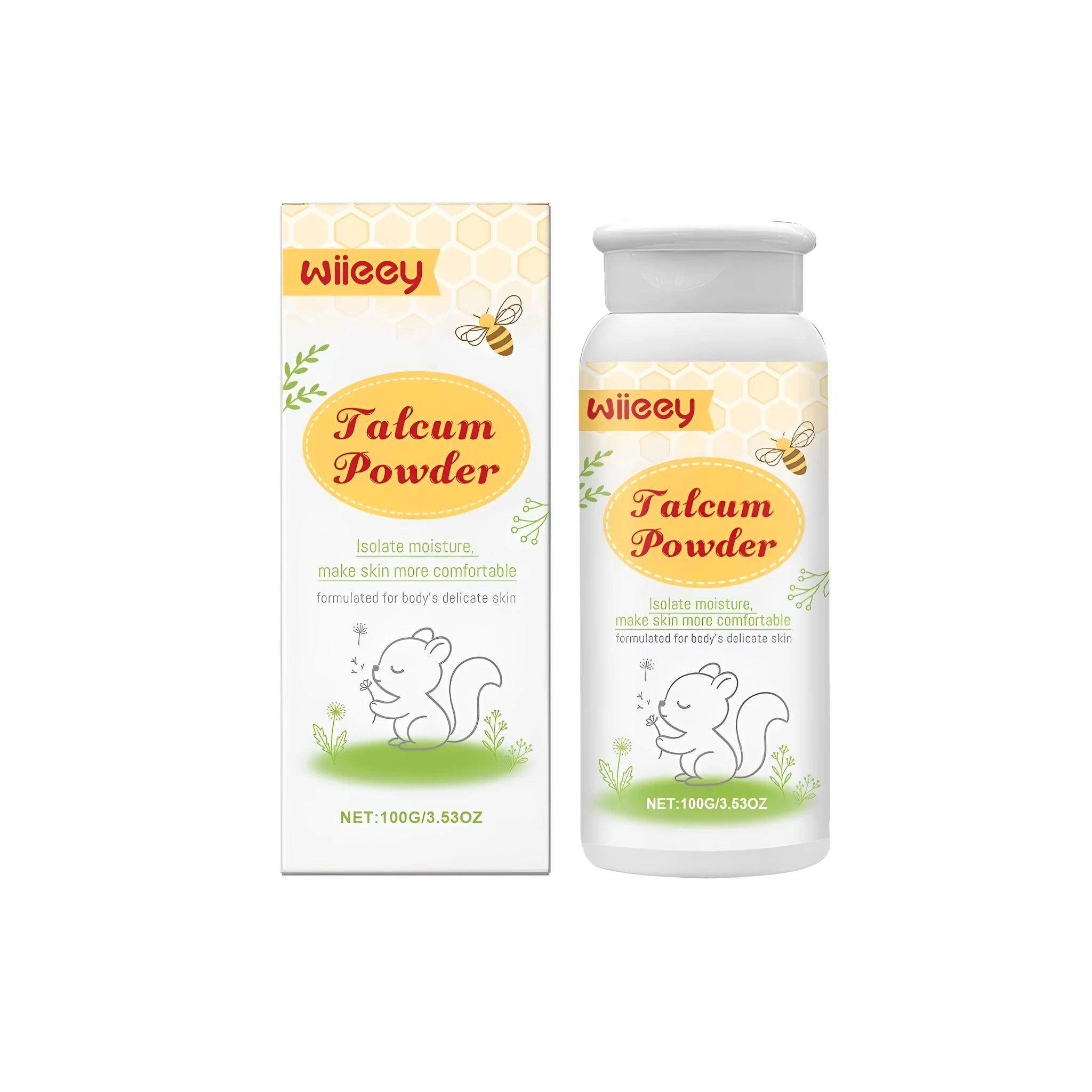 100g container of honeysuckle extract talcum powder for sensitive skin care