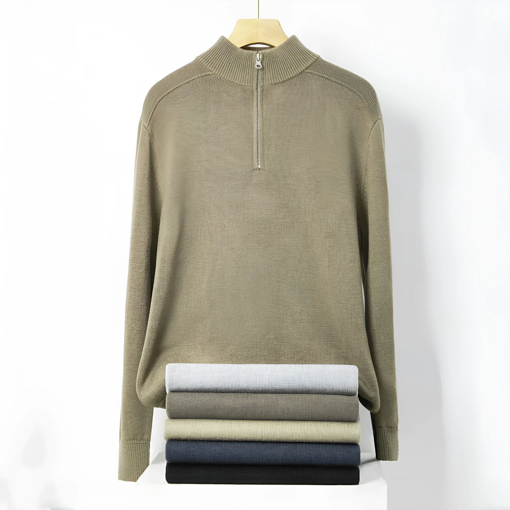 Men's slim fit wool pullover sweater in six colour options with long sleeves