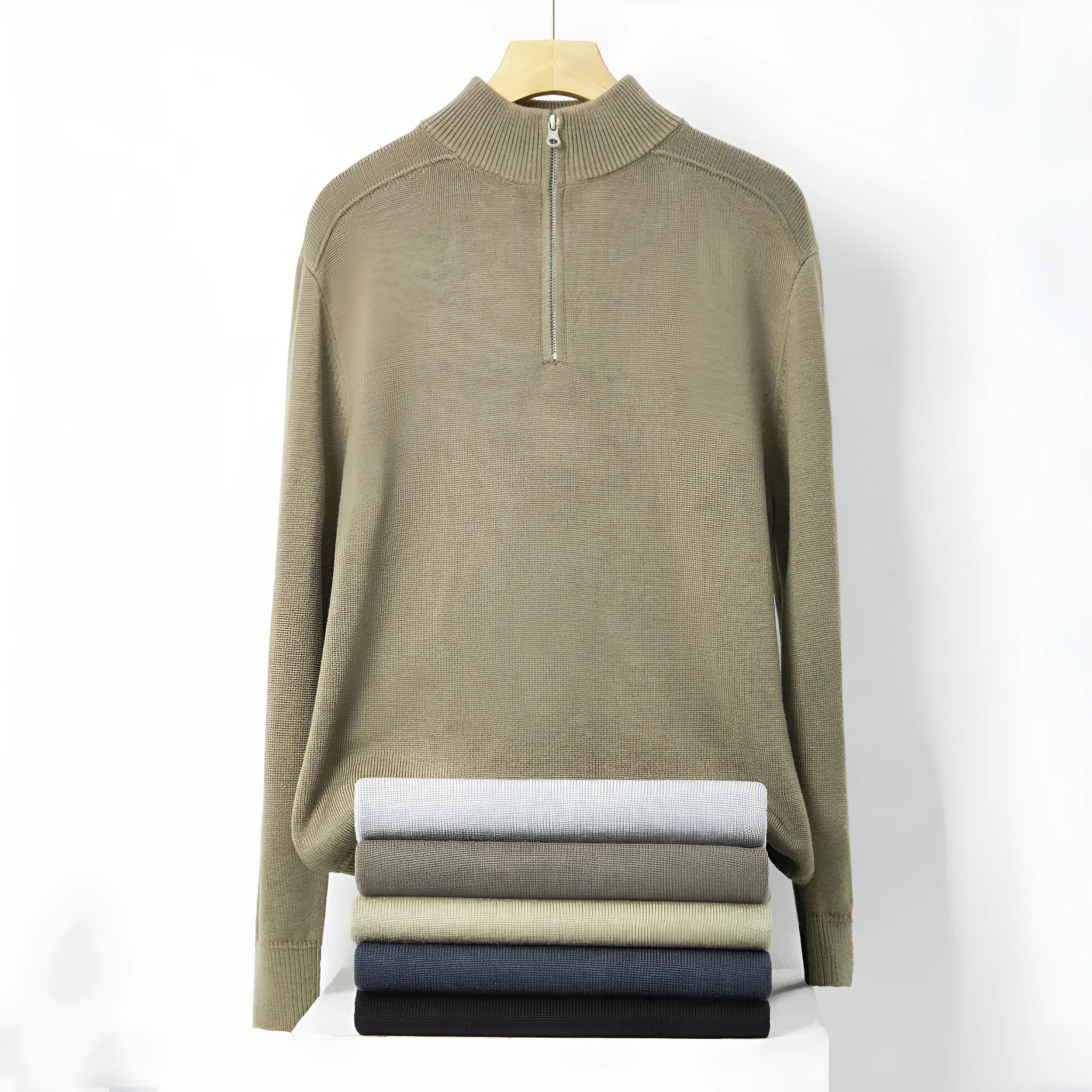 Men's slim fit wool pullover sweater in six colour options with long sleeves