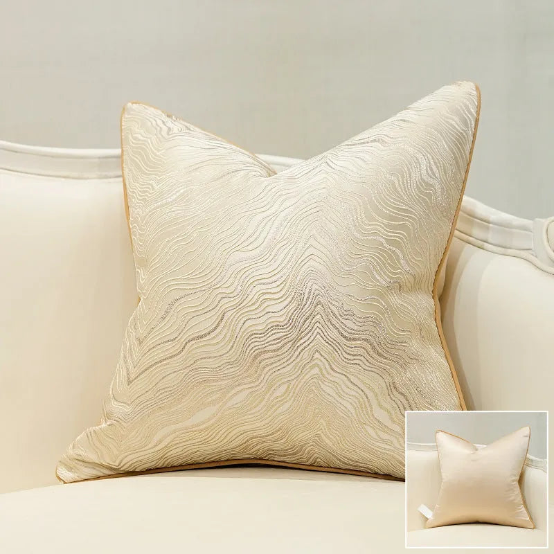 European luxury stripe sofa cushion cover in corrugated green colour, chemical fibre fabric, 45x45cm