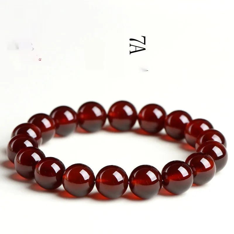 Natural orange red garnet crystal bracelet with traditional ruyi design elements in retro unisex style