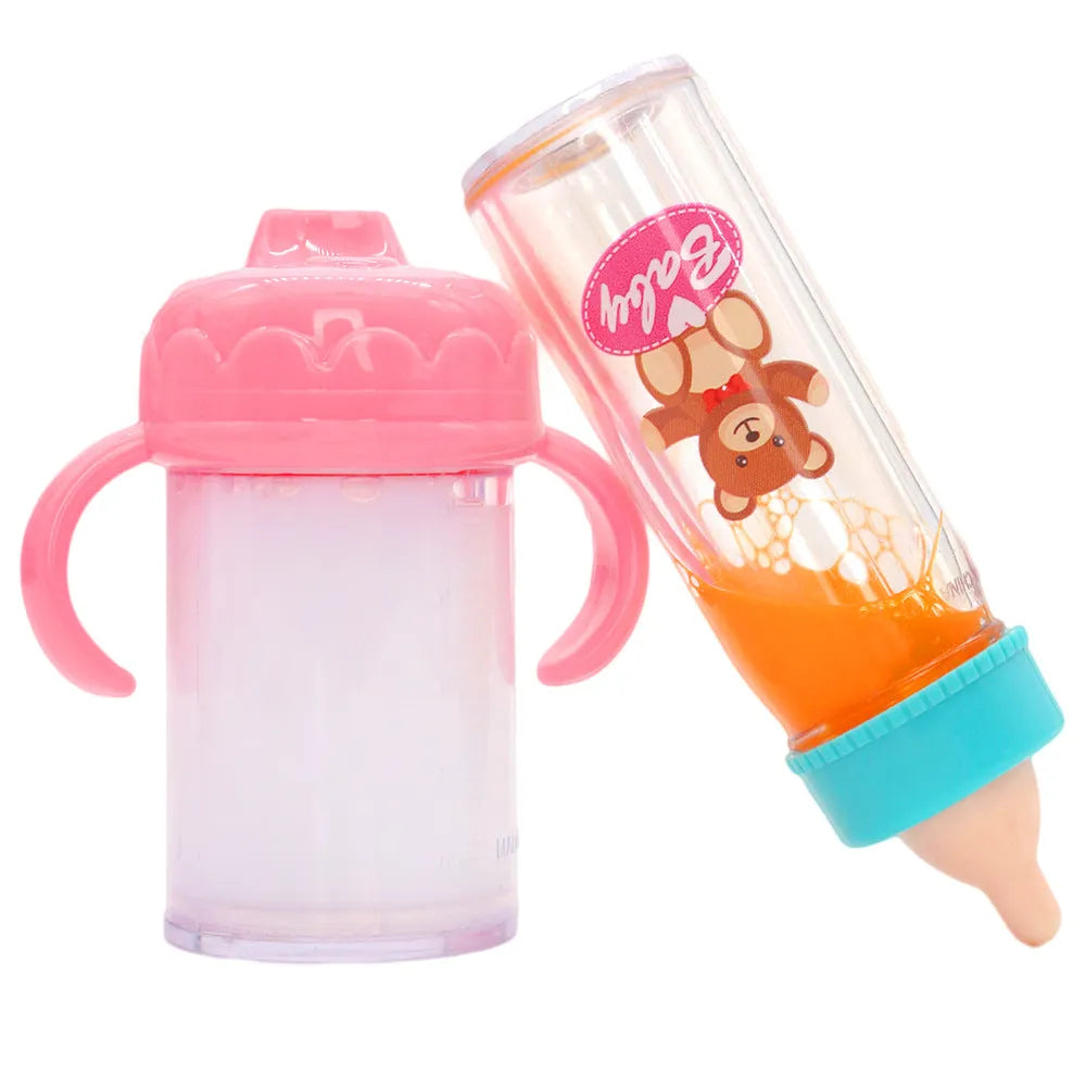 Plastic doll bottle nipple toy accessory set in bear blue combination for 14-18 inch dolls