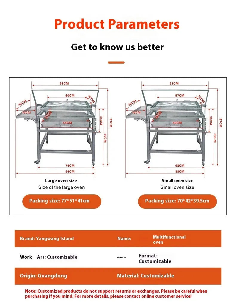 Large portable charcoal flip BBQ stove with foldable detachable design.