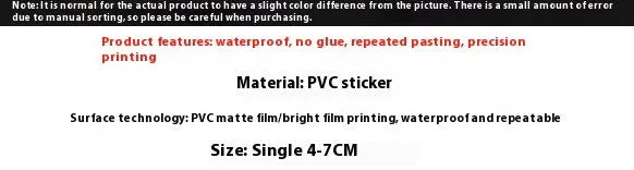 Pack of fresh candy theme decorative waterproof stickers, each measuring between 4 and 7 centimetres.
