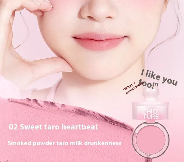 Compact blush makeup product with shimmer powder in nude colour options