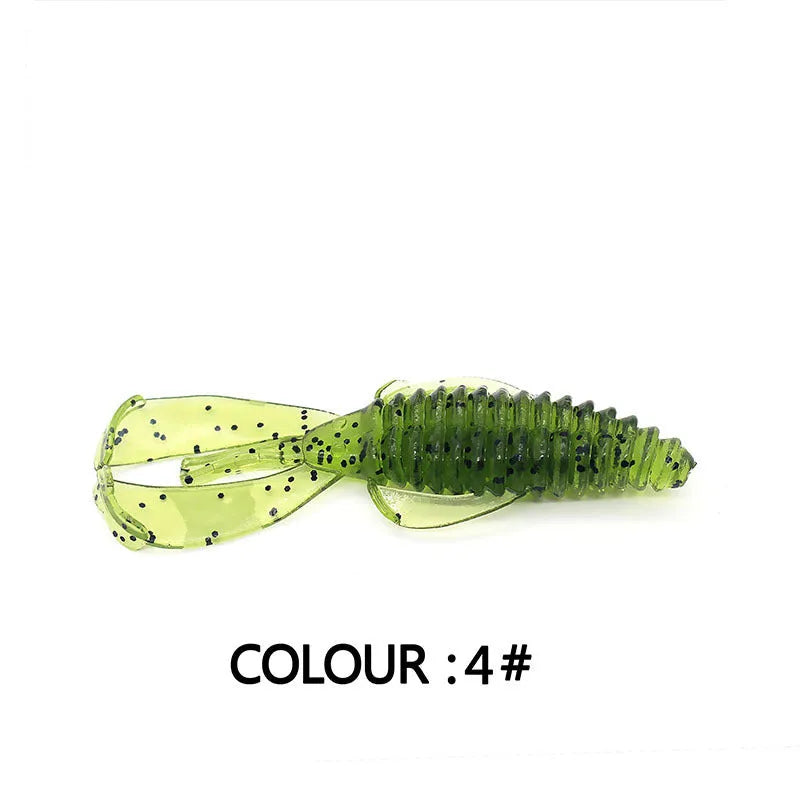 PVC fishing soft bait lure showing two size options: 8cm and 12cm versions in multiple colour patterns