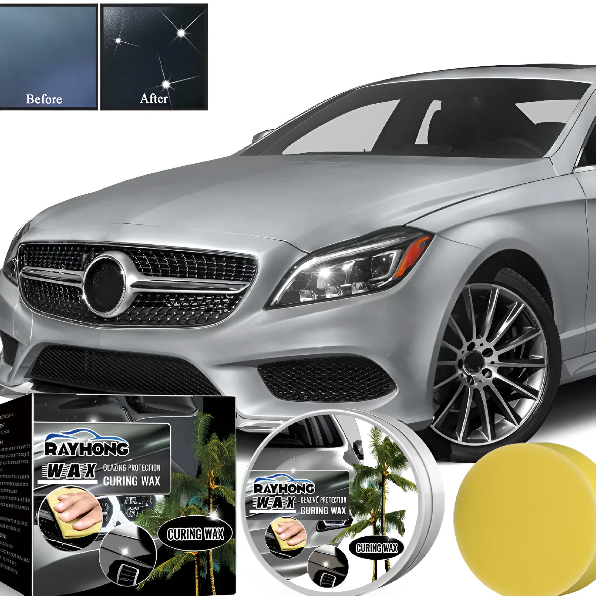 100g tin of car coating wax and a square applicator sponge for paint protection.