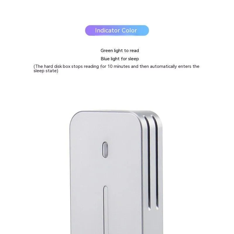 Aluminium M.2 NVMe SSD enclosure with USB-C cable, showing compact metal construction.